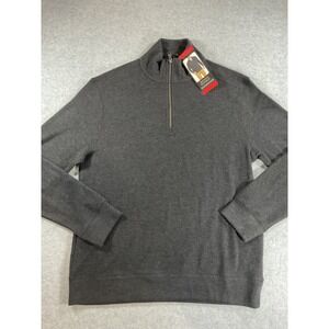 Banana Republic Mens Quarter Zip Pullover Sweater Charcoal Gray Heather Med 1973